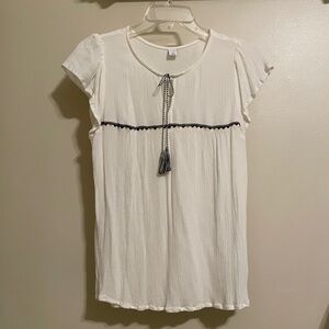 Elegant Cream Women's Blouse with Tassel